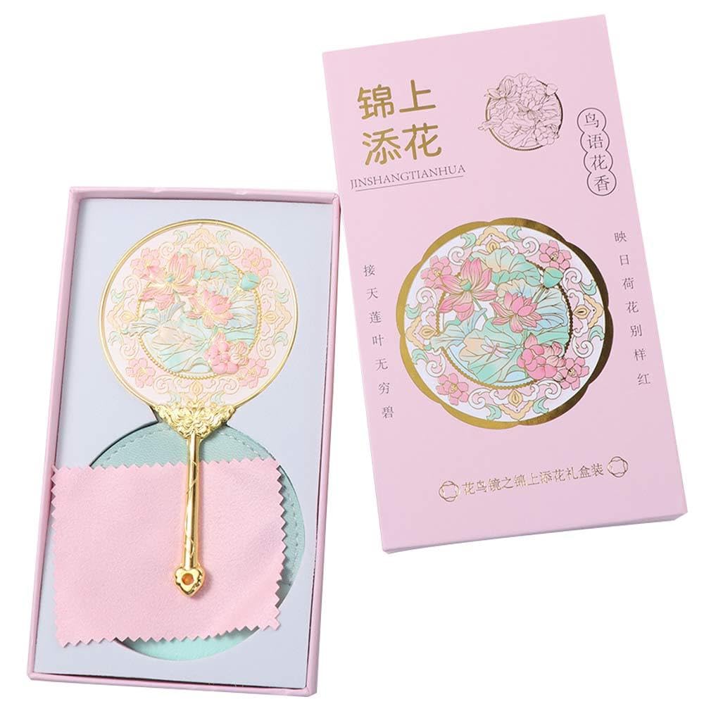 Kopida Exquisite Handheld Mirror Vintage Flower Pattern Princess Handheld Mirror Makeup Mirror Gift for Women-image-11
