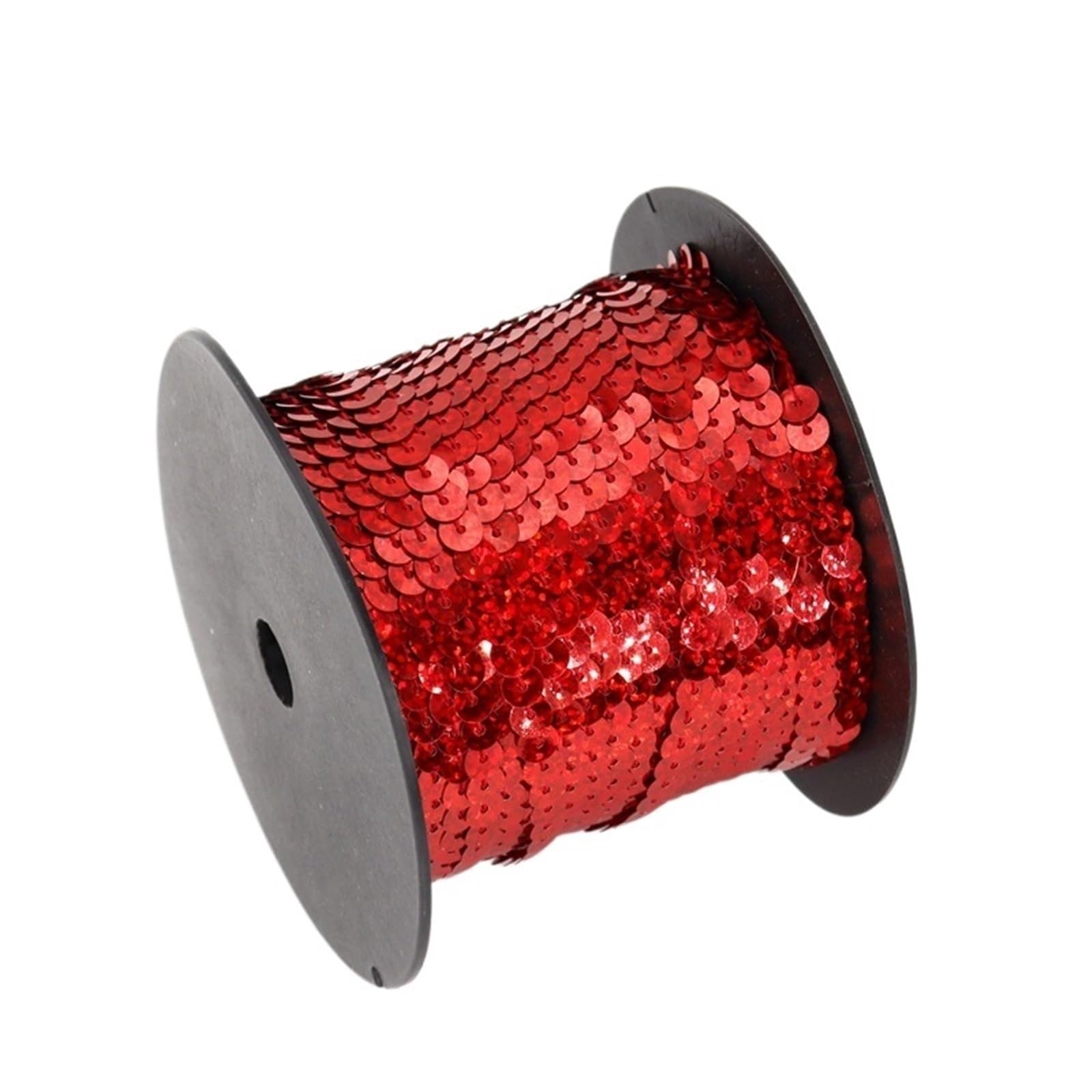 Lamówka z cekinami w plecionce, Wielokolorowa okrągła wstążka z cekinami 6 mm, 5/100 jardów(20 Red,100 Yards)