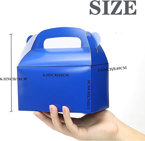 Miniatura 3 de Paquete de 30 cajas de regalo de fiesta azul oscuro, cajas de regalo, cajas de regalo de papel a dos aguas con asas. Perfecto para fiestas de