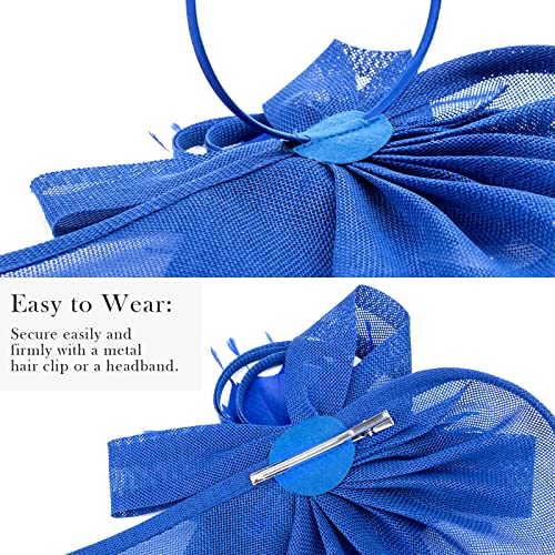 Image of DRESHOW Women Fascinator Hats Tea Party Hat Vintage Pillbox Hat Headband for Cocktail