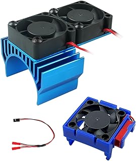 VXL-3s ESC Cooling Fan and Motor Dual Fan Compatible with Traxxas Slash 4x4 Stampede 4x4 Rustler 4x4, Blue