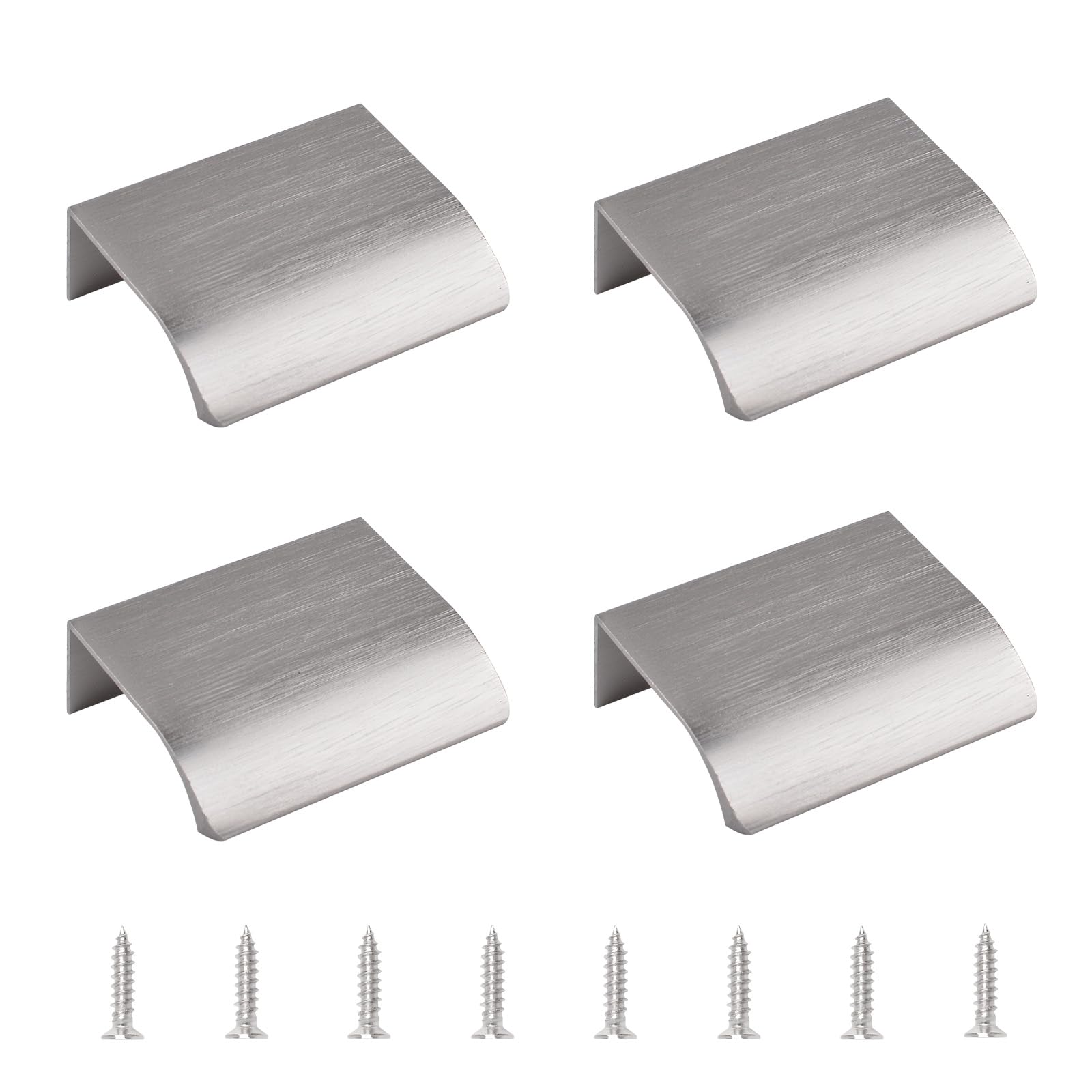 MOROBOR 4 Pack Finger Edge Pull, Self-Stick Instant Cabinet Drawer Pulls Concealed Drawer Pulls Modern Style Drawer Handle for Cabinet Hardware Drawer Wardrobe, 50mm/Brushed Nickel — image 1