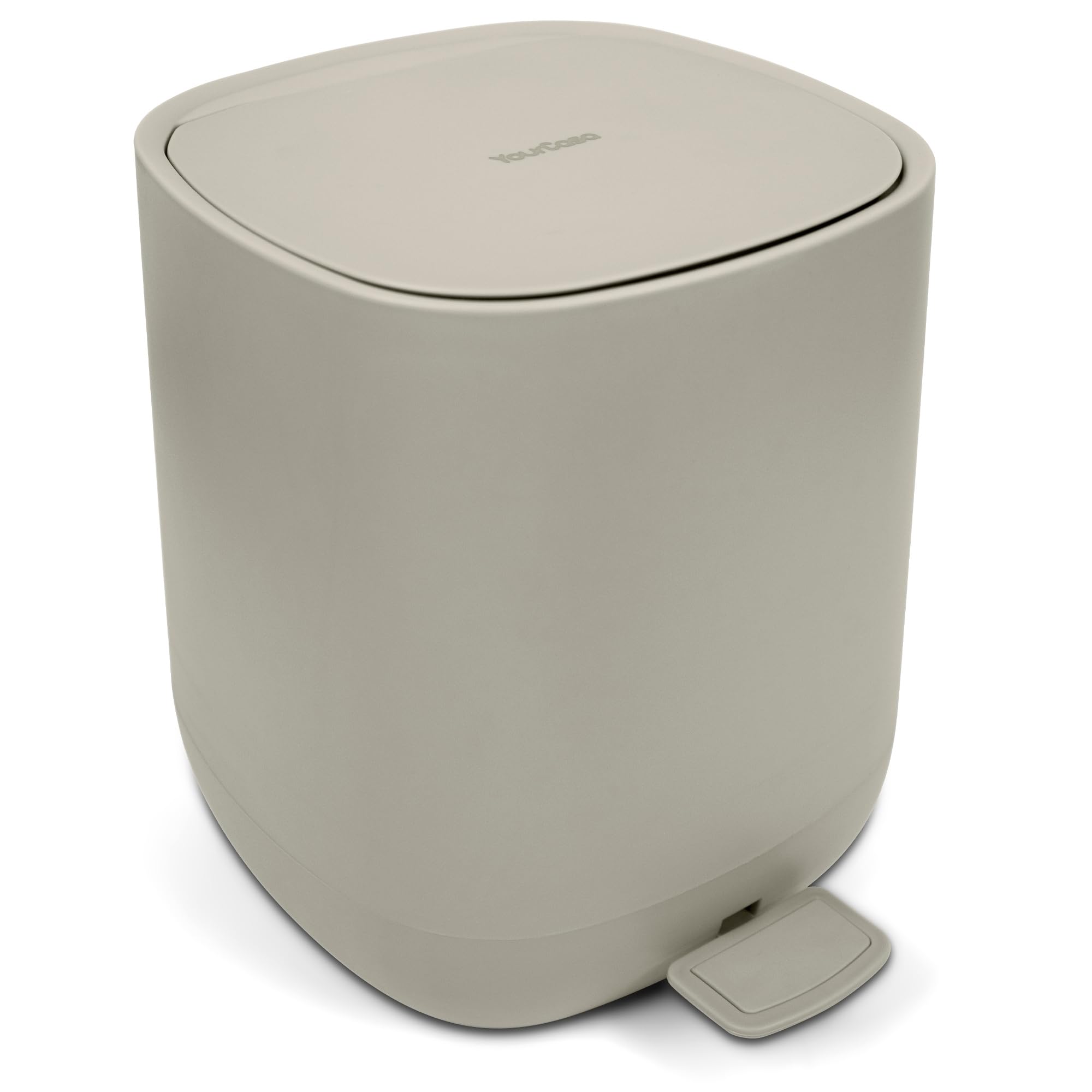 YourCasa Cubo de basura para baño [5L] – Diseño elegante – Cubo de basura pequeño con tapa y cierre suave – Cubo interior extraíble (beige)