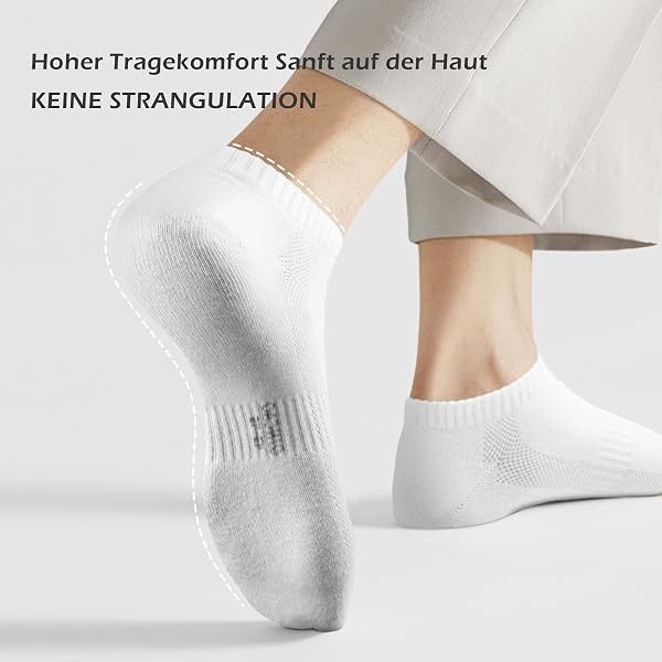 QINCAO Sneaker Socken Herren Damen 6/10 Paar Kurze Halbsocken Baumwolle Sportsocken Atmungsaktiv Laufsocken - 2