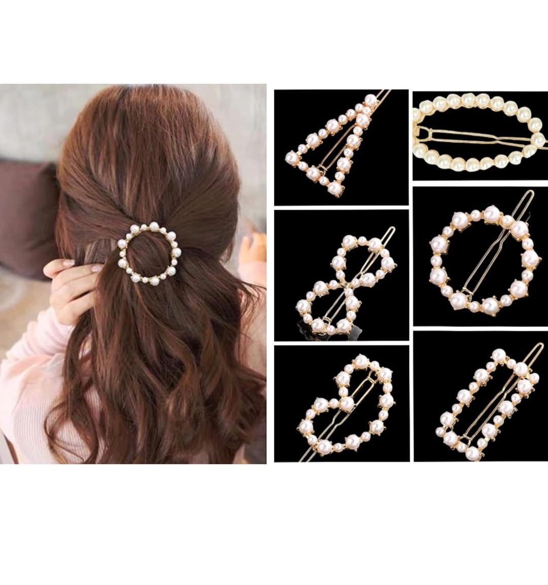 Folkdesi Korean Style Gold Metal Pearl Geometric Stone Lock Hair Pins Hair Clip Hair Accessories Jewellery for Women And Girls 6 Pieces (B0D2VYTGW5) Amazon Price History, Amazon Price Tracker