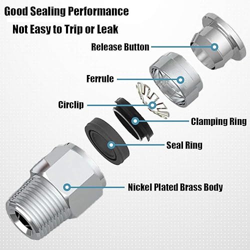 Miniatura 5 de Jienk 5 piezas neumáticas macho recto tubo de 12 "OD x 12" NPT rosca empujar para conectar accesorios de aire, conector rápido para compresor de