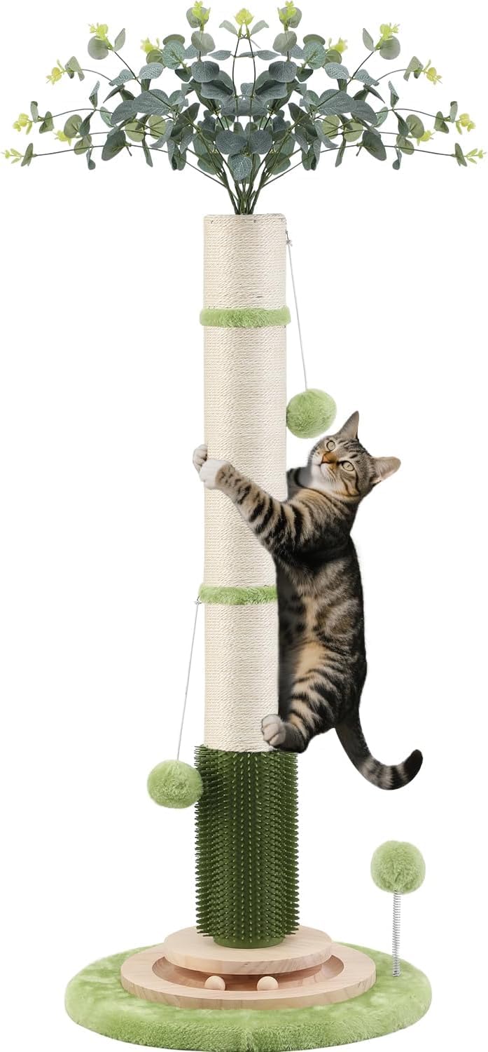 FJJRTWDG Practical Hemp Rope Cat Gripper Post, Artificial Pet Gripper Post, Suitable for Indoor Pets Suitable for Indoor Pets(Green-45inch)