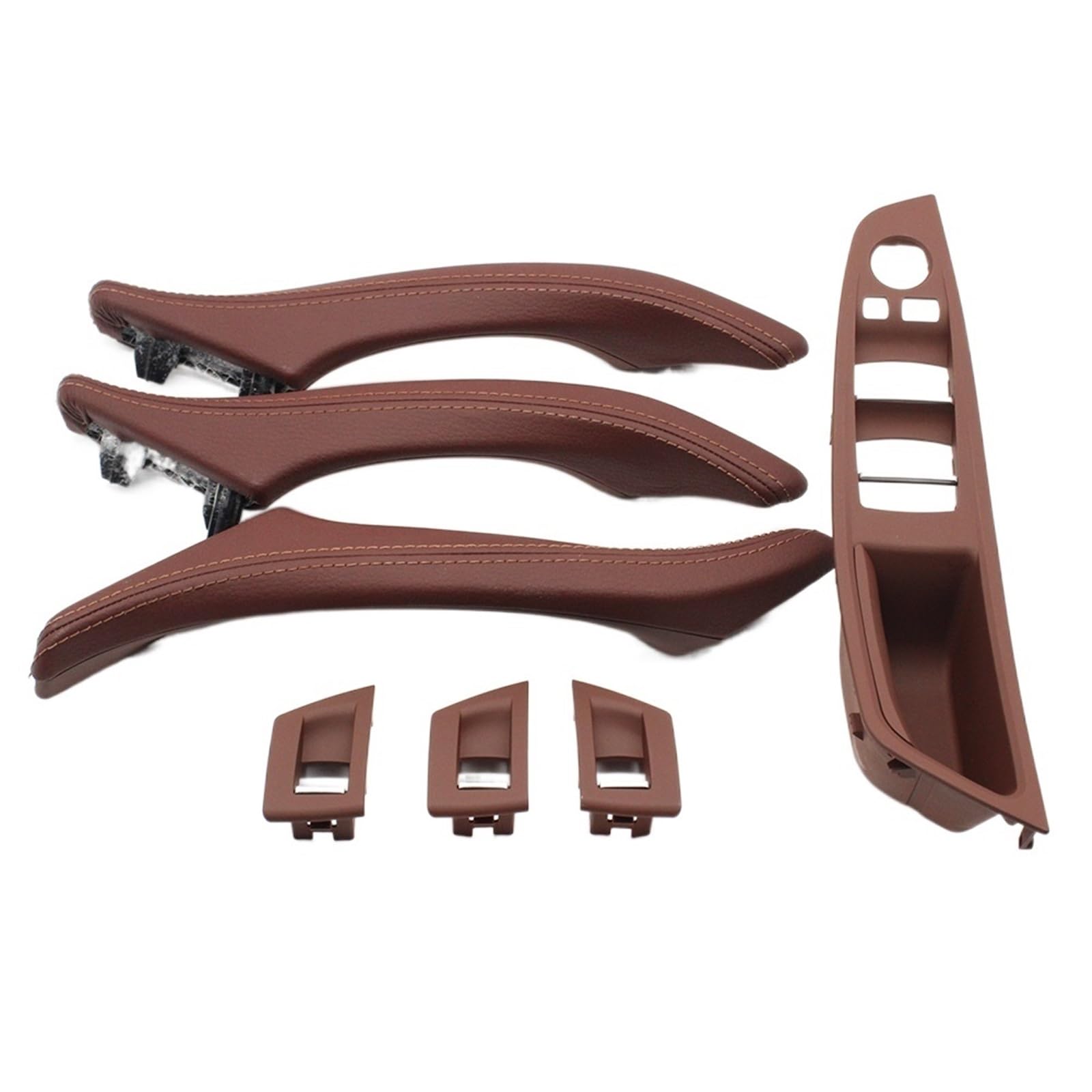 OEXRIGRU Car Interior Door Handles for BMW 5 Series F10 F11 F18 520 523 525 528 530 2010-2017 RHD Car Interior Door Handle Assembly 7PCS Set(Model A Redbrown)