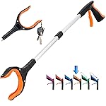 Grabber Reacher Tool,32 Inch Extra Long Foldable Pick Up Stick with Strong Grip Magnetic,360Rotating Anti-Slip Jaw,Trash Claw Grabber Tool,Trash Picker Tool for Outdoor & Indoor (Orange)