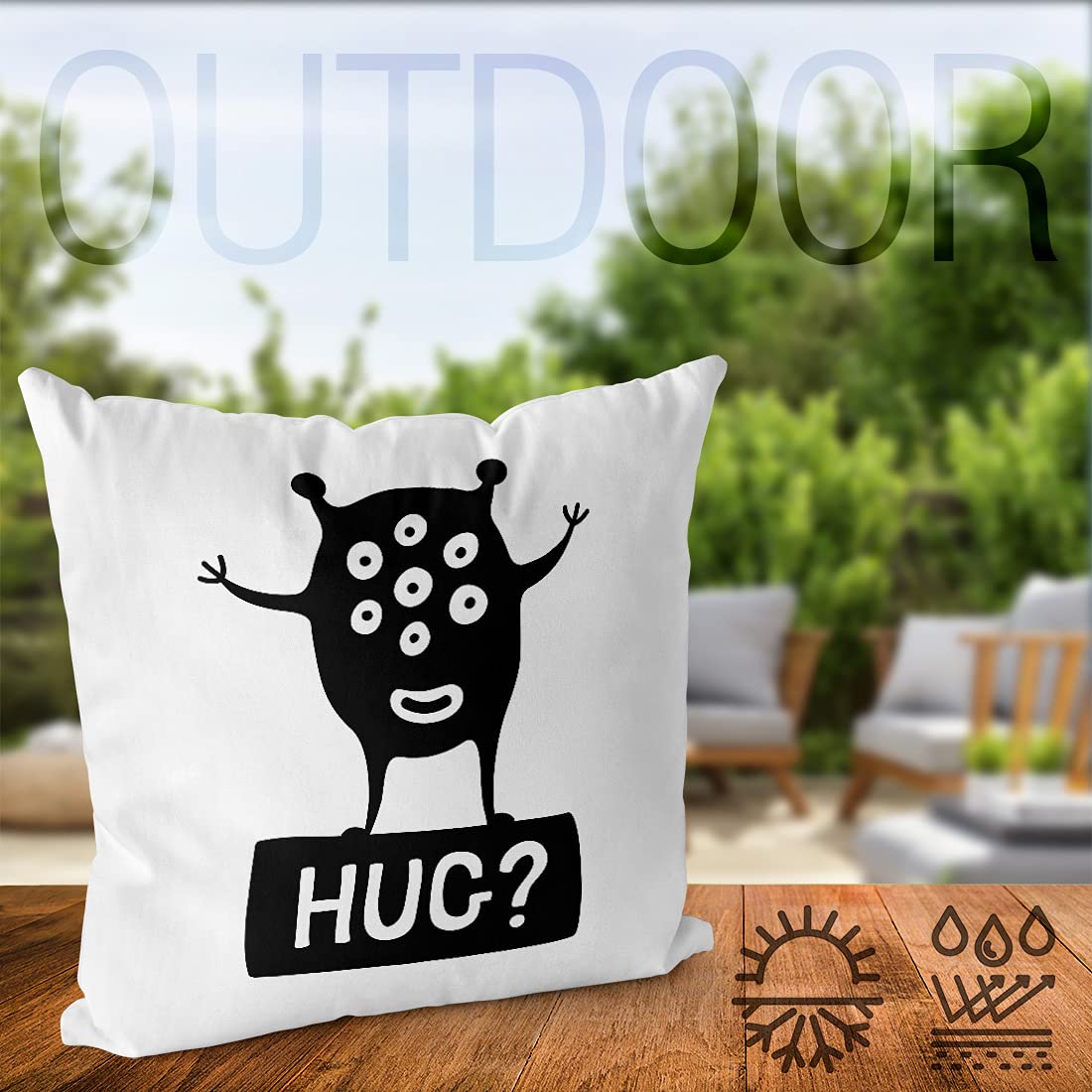 VOID Außerirdischer Alien Cartoon Kissenbezug Kissenhülle Sofakissen Kissen Deko Outdoor-Kissen Dekokissen, Kissen Größe:60 x 60 cm