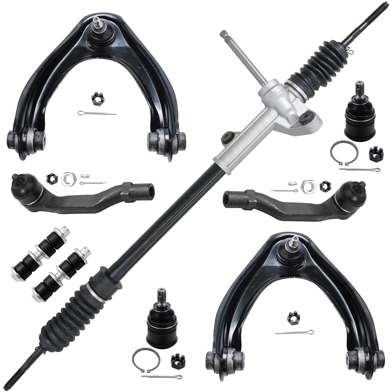 Detroit Axle - 9pc Front End Suspension Kit Rack &amp; Pinion for 1996 1997