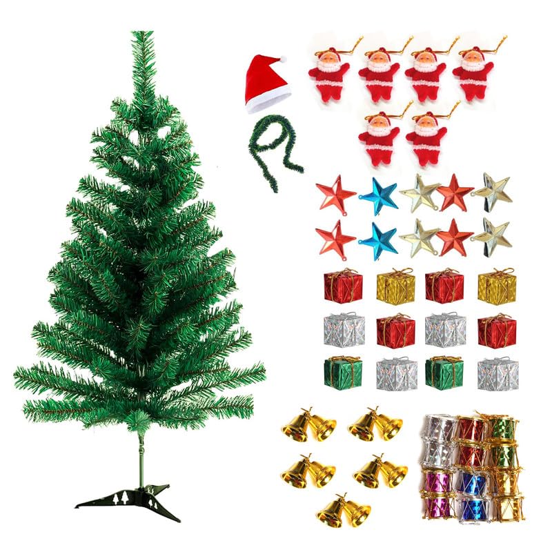 Christmas Tree 3 Feet, Garlands for Decoration, 50 Mini Ornaments for Xmas Tree Decoration | Prop Christmas Gifts Christmas Decorations Items for Home