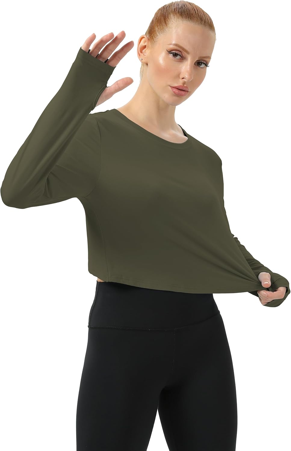 Mippo Open Back Workout Tops for Women Long Sleeve Athletic Shirts Loose Fit Running Gym Crop Top - Image 3