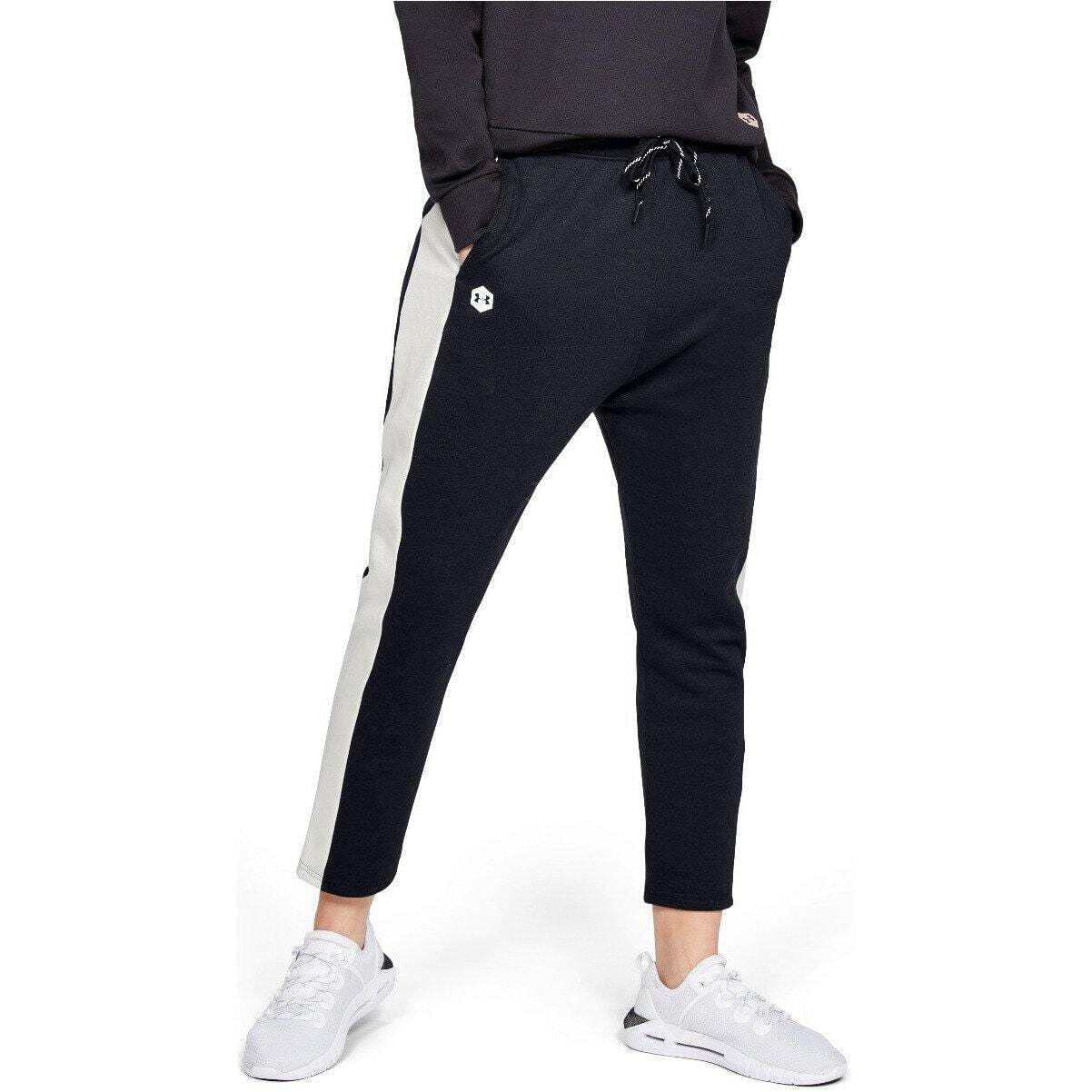 Under Armour Women's Black Recover Fleece Track Pants Lounge Sweats 1349093 001
