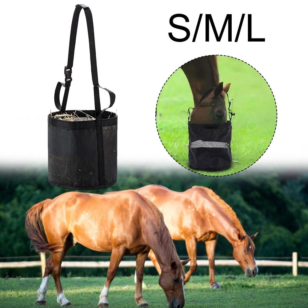 Sac d'alimentation pour cheval étanche style muselière confortable avec poignées de transport facile (S)
