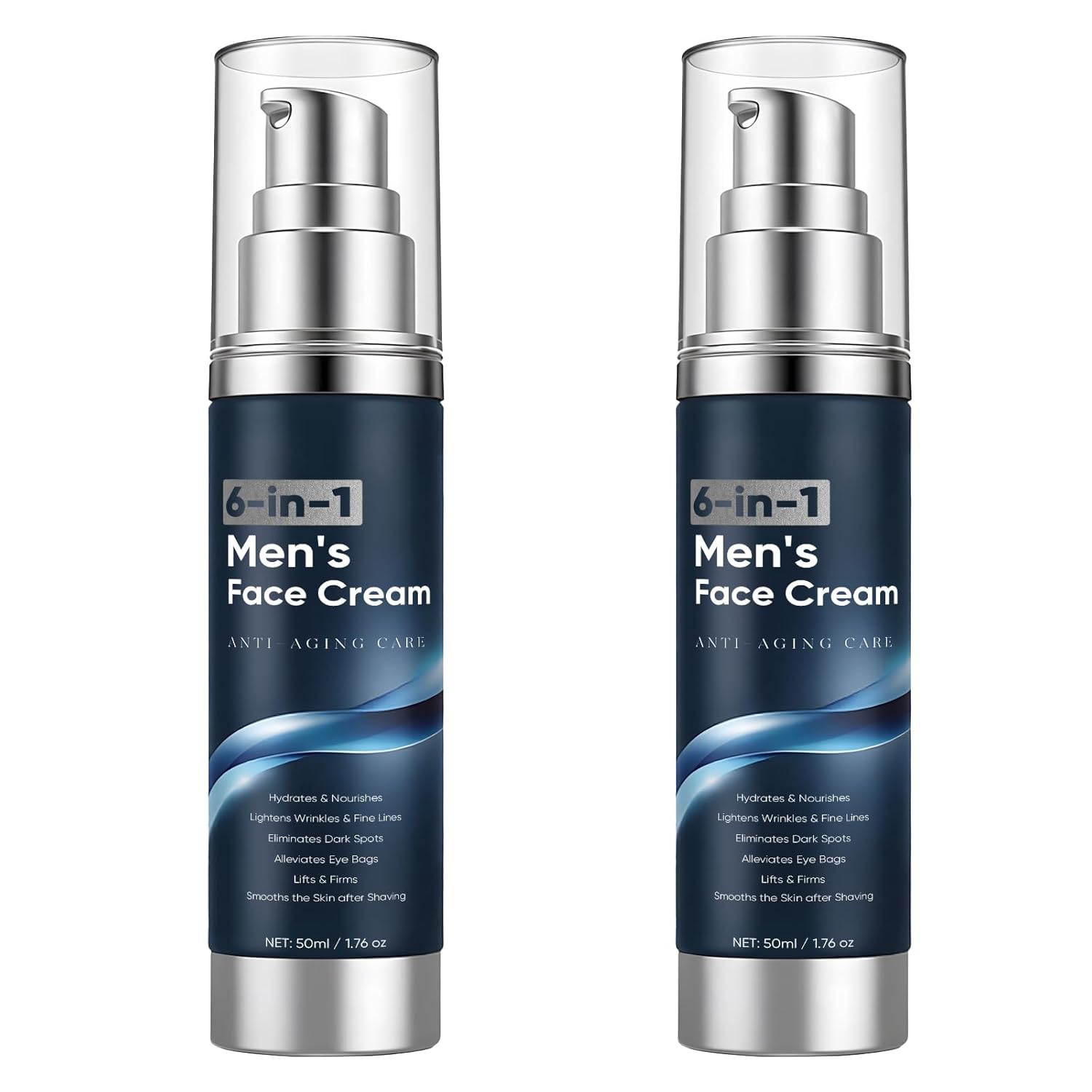6 in 1 Face Cream for Men – Anti Aging Men’s Moisturizer with Collagen, Hyaluronic Acid and Shea Butter – Daily Skin Care – Reduce the Look of Eye Bags, Dark Circles and Puffiness – 1.76 fl oz (1)