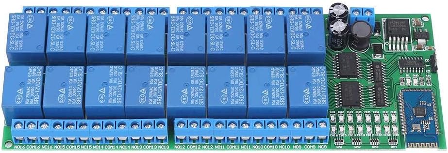 Bluetooth Relay Module, DC 12V 16 Channel Bluetooth 2.1 Relay Module Wireless Remote Control Switch for Android Phones with Bluetooth Function Relays