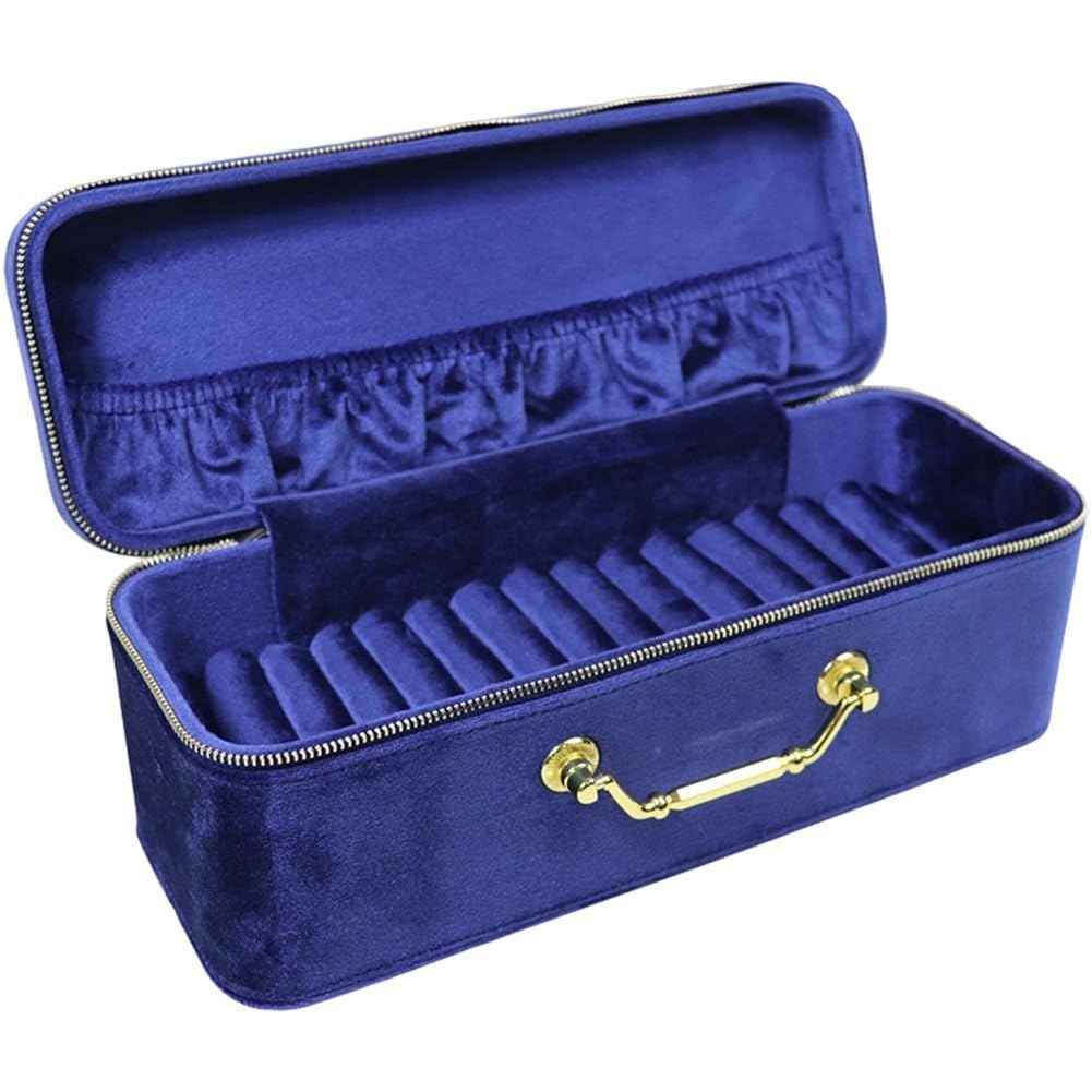 Baokuan Multiple Ring Box Jewelry Organizer Display Tray with Zipper Around Earring Holder Case for Wedding Birthday