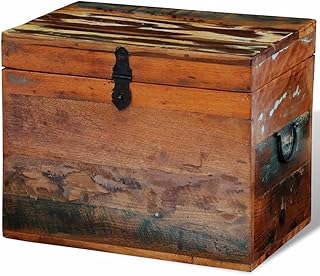 (Fast Shipments) Wooden Chest,Treasure Box,Vintage Wooden Decorative Box,Gifts and Home Decoration Reclaimed Storage Box Solid Wood