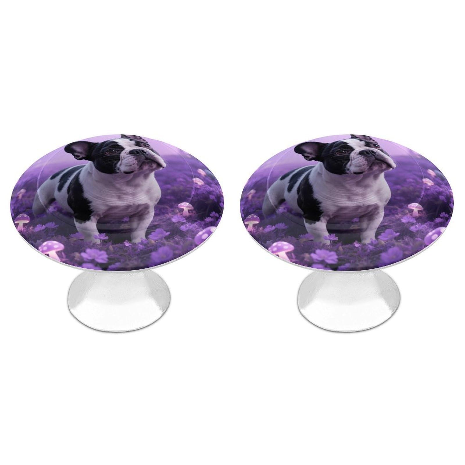 DWVTSLH Dog Mushroom Cabinet Handles 2 Pack Stainless Steel Kitchen Drawer Pulls with Installation Screws Round Dresser Drawer Knobs 1.1 Inch Modern Cabinet Hardware Door Handles