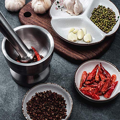 Edelstahl Mörser mit Stößel Lebensmittelecht Pestle and Mortar Stainless Steel, 10cm (3.9') Durchmesser