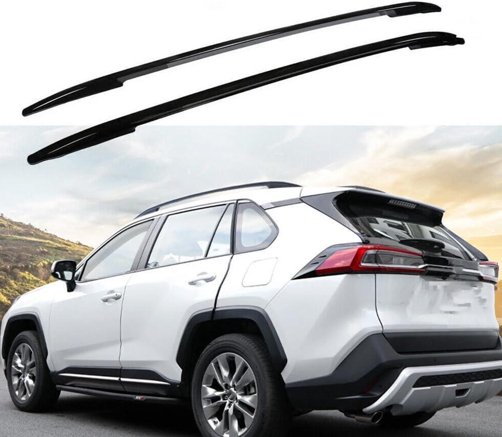 Roof Rack Side Rail Bar Fits for Toyota RAV-4 RAV4 2019-2025 Aluminum Roof Rail Rooftop Accessories Carrier Luggage Cargo Racks Black 175LBS