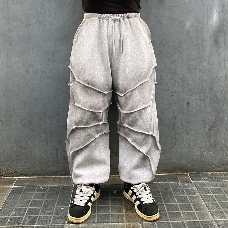 Men's Retro Fashion Streetwear, Loose Casual Pants, Wide Legs, high Street Design, Pleated Dirty Pants2