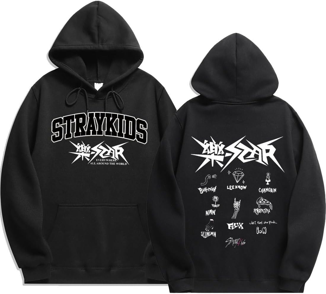 FlyselfKpop Stray Kids Hoodies Sweatshirts Men Women 樂-Star Long Sleeve Sweatshirt Pullover Casual Coat Streetwear Outwear BangChan Lee Know Changbin Hyunjin Han Felix Seungmin I.N