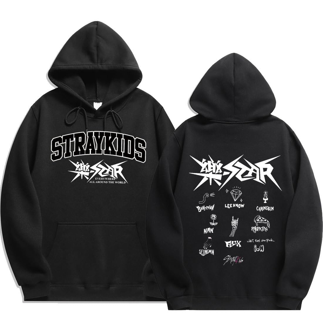 FlyselfKpop Stray Kids Hoodies Sweatshirts Men Women 樂-Star Long Sleeve Sweatshirt Pullover Casual Coat Streetwear Outwear BangChan Lee Know Changbin Hyunjin Han Felix Seungmin I.N