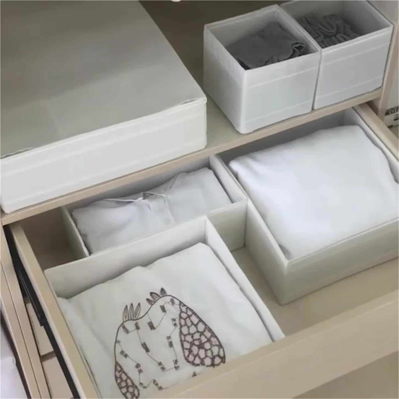 Caja organizadora de ropa, cajones con compartimentos for armario, ropa interior plegable, contenedores de almacenamiento for calcetines, 3/6 Uds.(6PCS Gray Set)
