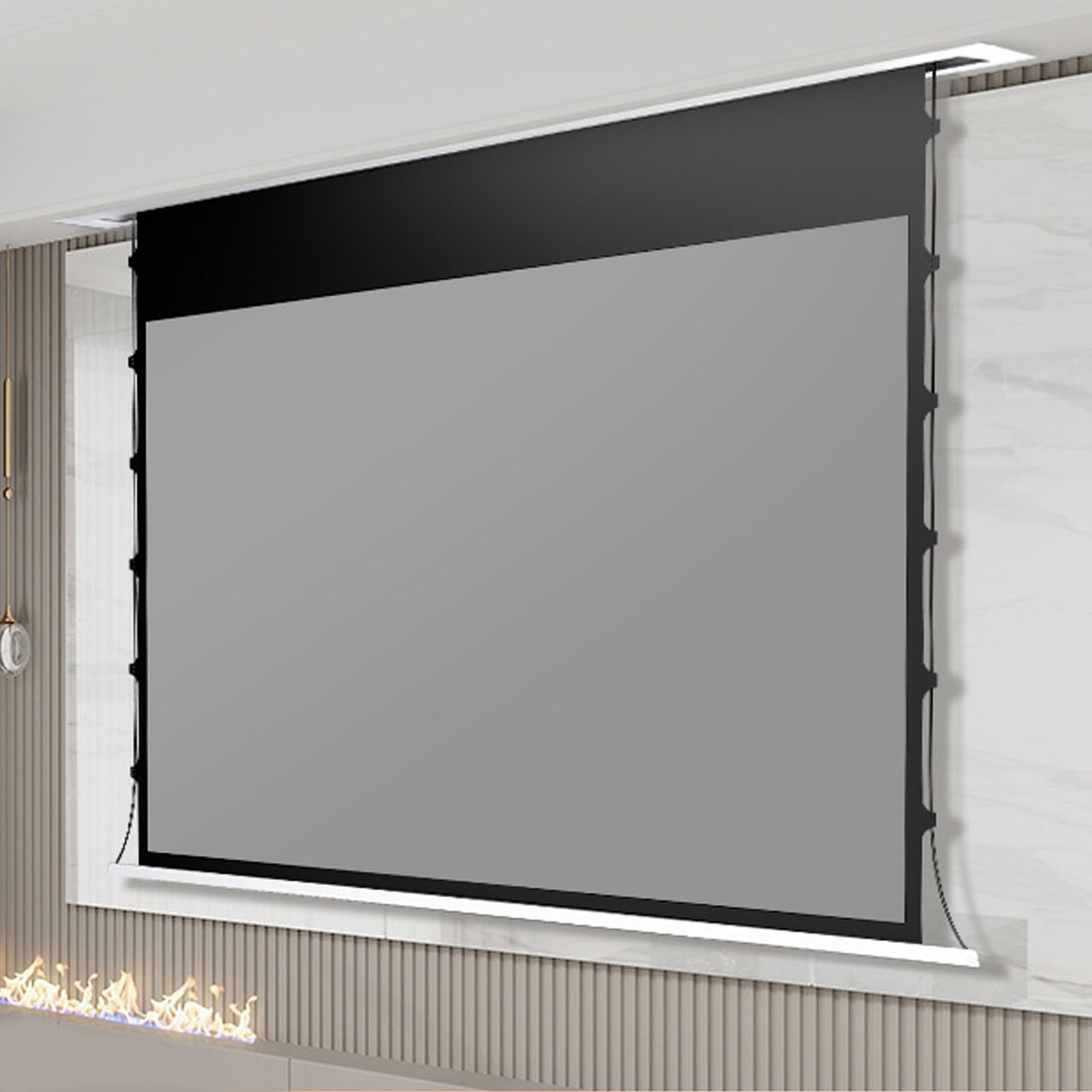 Schermo motorizzato per proiettore, schermo di proiezione elettrico da 150 pollici per Home Theater, design a soffitto incassato, salvaspazio, adatto per visualizzazione 3D e 4K