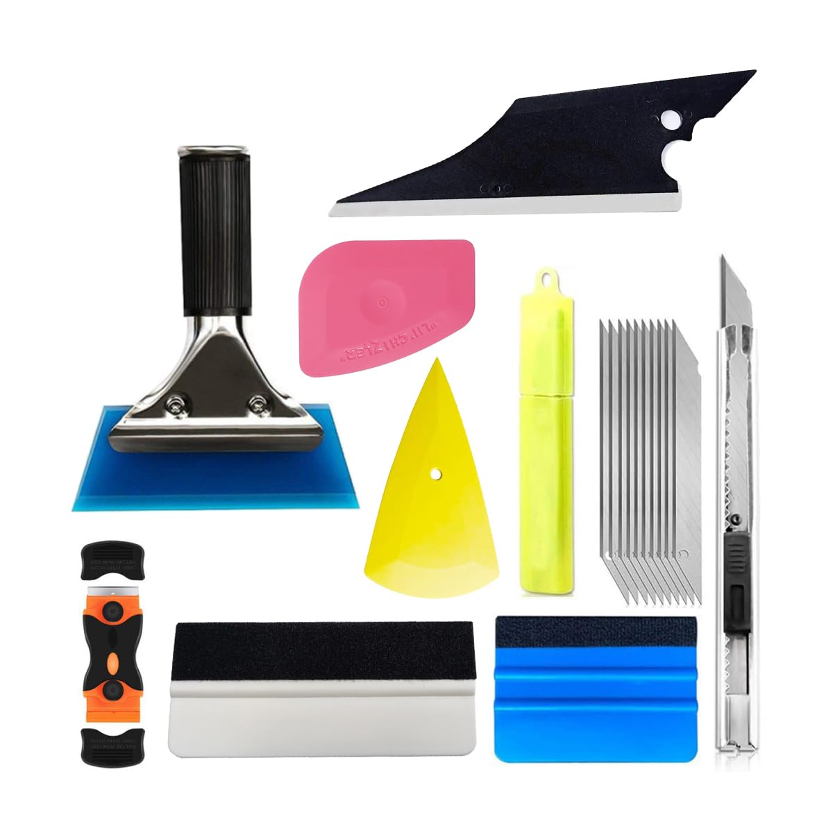 Mandark 18PCS Car Window Tint Kit, Vehicle Glass Protective Film Wrapping Installation Set, Auto Vinyl Wrap Tinting Tools Included Squeegees, Felt Squeege, Cutting Knife with Blades