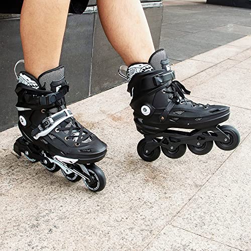 Nyscure Adult Inline Skates Blades For Men/Women Roller Skate Wheels 80/76Mm With Brake Pad (M, Black) #TOP4