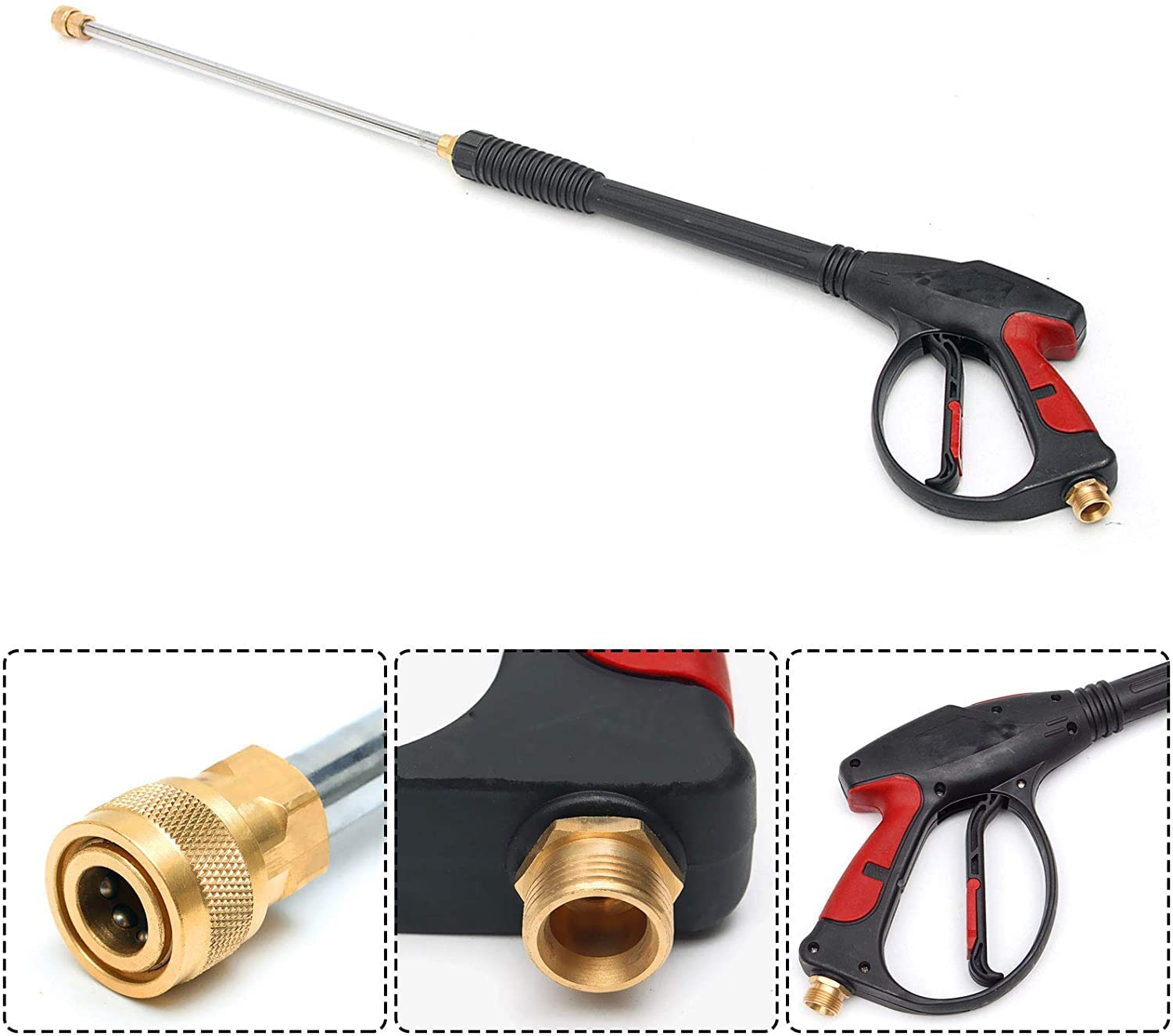 Pistolet do myjki wysokociśnieniowej z przedłużką różdżki, pistolet do mycia ciśnieniowego z lancą, 5 dysz szybkiego łączenia do okien, samochodu, domu, czyszczenia zwierząt domowych