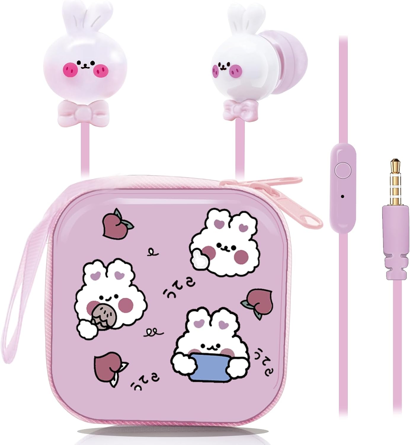 Cute Rabbit Kids Earbuds for School, Earbuds for Kid Size Wired Earphones & in-Ear Headphones with Microphone and Lovely Earbuds Storage Case Gifts for Girls and Boys (Pink) Cute Rabbit Kids Earbuds for School, Earbuds for Kid Size Wired Earphones & in-Ear Headphones with Microphone and Lovely Earbuds Storage Case Gifts for Girls and Boys (Pink)
