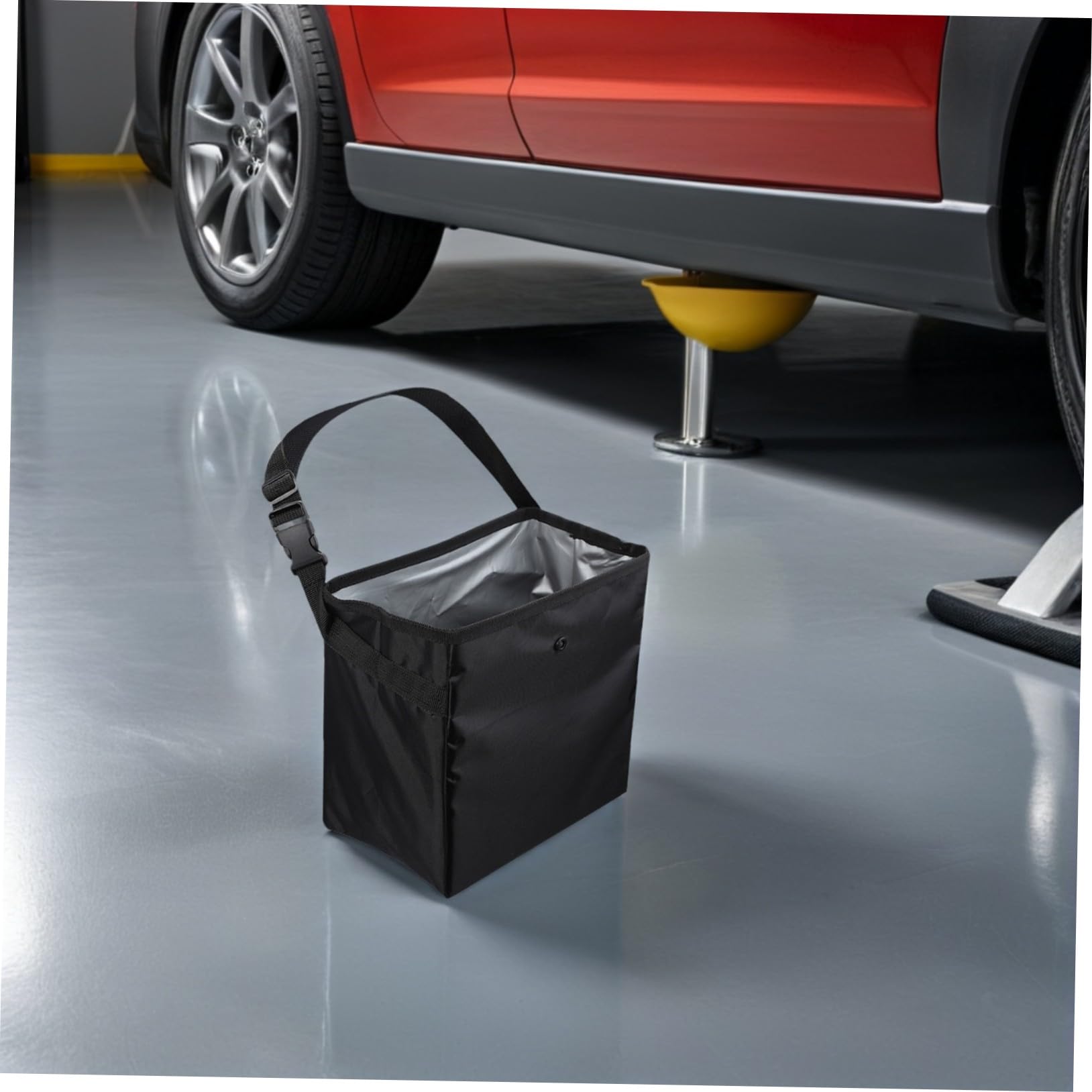 2 Stück Auto Abfalleimer 8, 5l aus Nylon und Pvc Schwarz | Tragbarer Organizer für Werkzeug und Spielzeug, Auslaufsicherer Behälter, für Reise und Camping