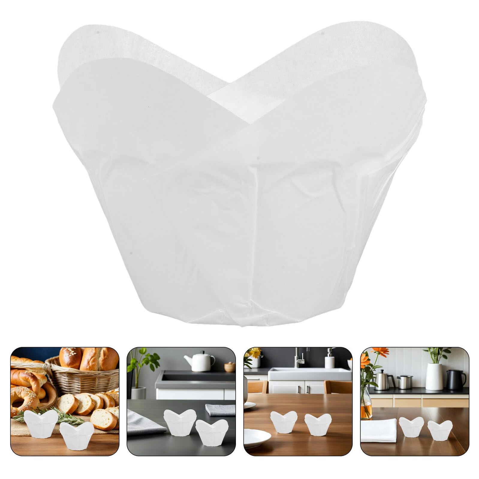 200 Piezas Lotus Style Paper Cupcake Cases Greaseproof Muffin Liners For Baking Standard Elegant Cake Paper Cup Liners For Weddings Parties