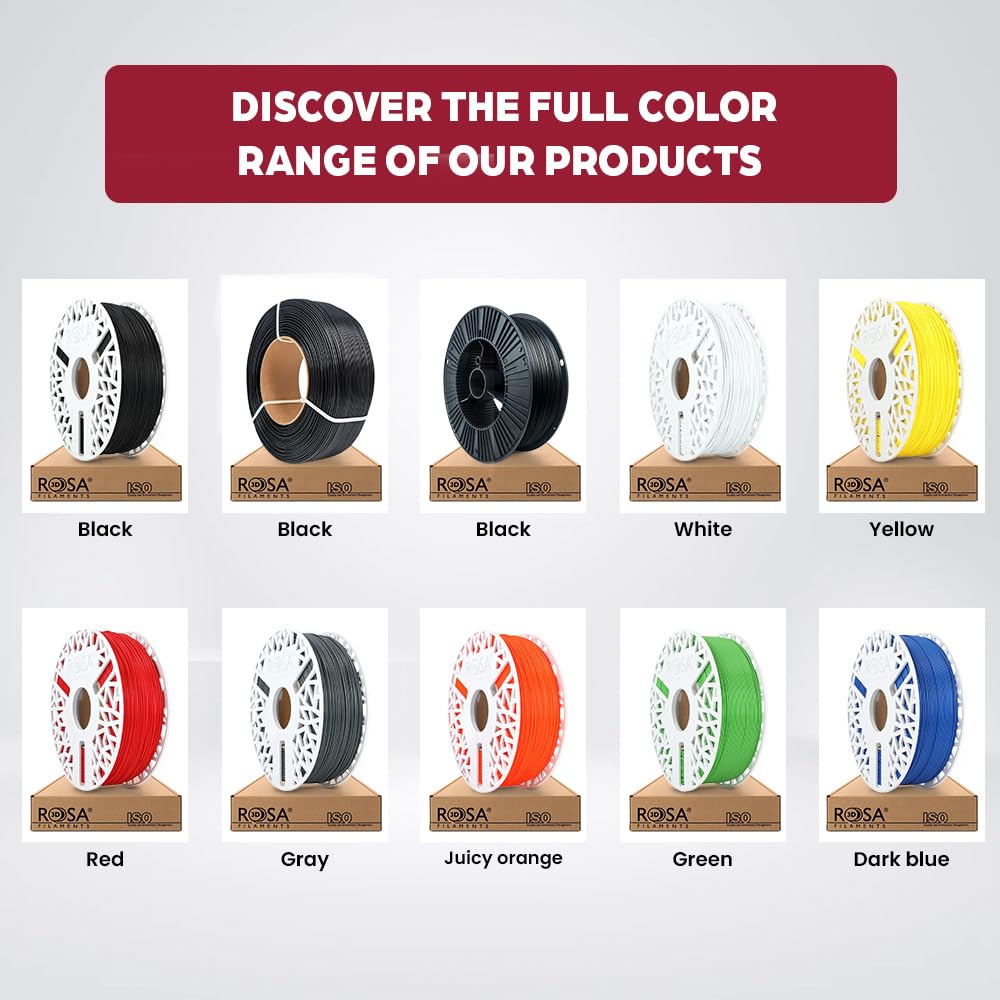 ROSA3D ABS+ Filament 1,75 mm do drukarek 3D - Materiały do druku Techniczny filament ABS do drukarek 3D - Materiały do druku 3D Akcesoria do druku 3D - Czarny Szpula 2,5 kg