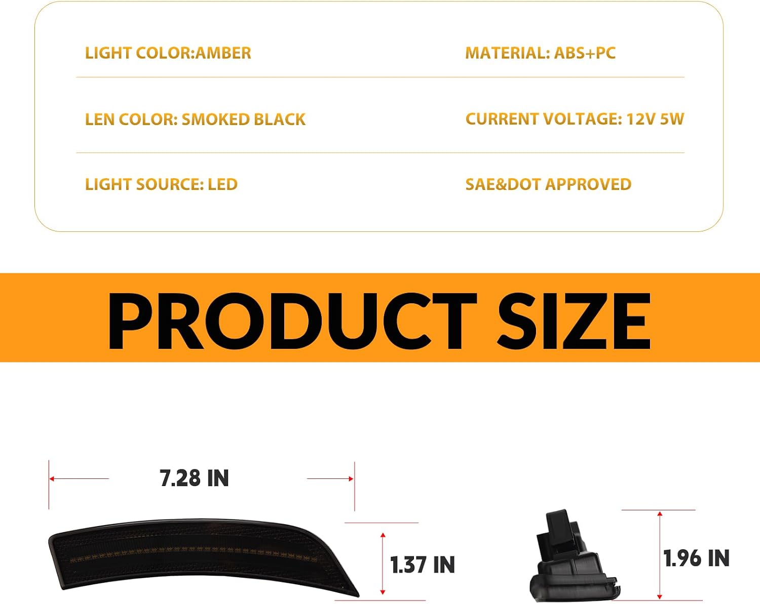 LED Side Marker Lights for Subaru 2022-2025 BRZ, Toyota 2022-2025 GR86 Front Bumper Marker Signal Lamps, Smoked Len 2PCS (Amber)