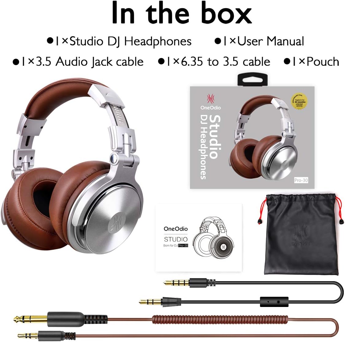 Hottest Sale Over Ear Headphone, Wired Premium Stereo Sound Headsets with 50mm Driver, Foldable Comfortable Headphones with Protein Earmuffs and Shareport for Recording Monitoring Podcast PC TV- with Mic (Silver)