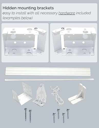 Miniatura 7 de Linen Avenue Persianas de madera sintética blanca personalizables, inalámbricas, de 20 a 23 pulgadas de ancho x 68 pulgadas de alto, montaje