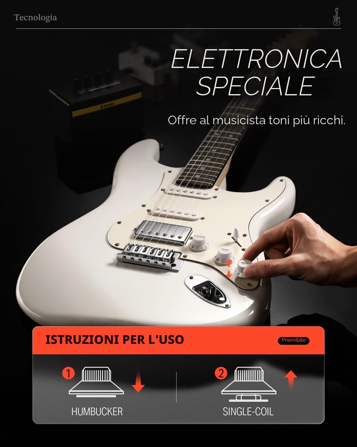 Donner Chitarra elettrica, DST-152 Starter Kit per chitarra elettrica HSS Pickup Coil Split, con amplificatore, borsa, accessori, bianco