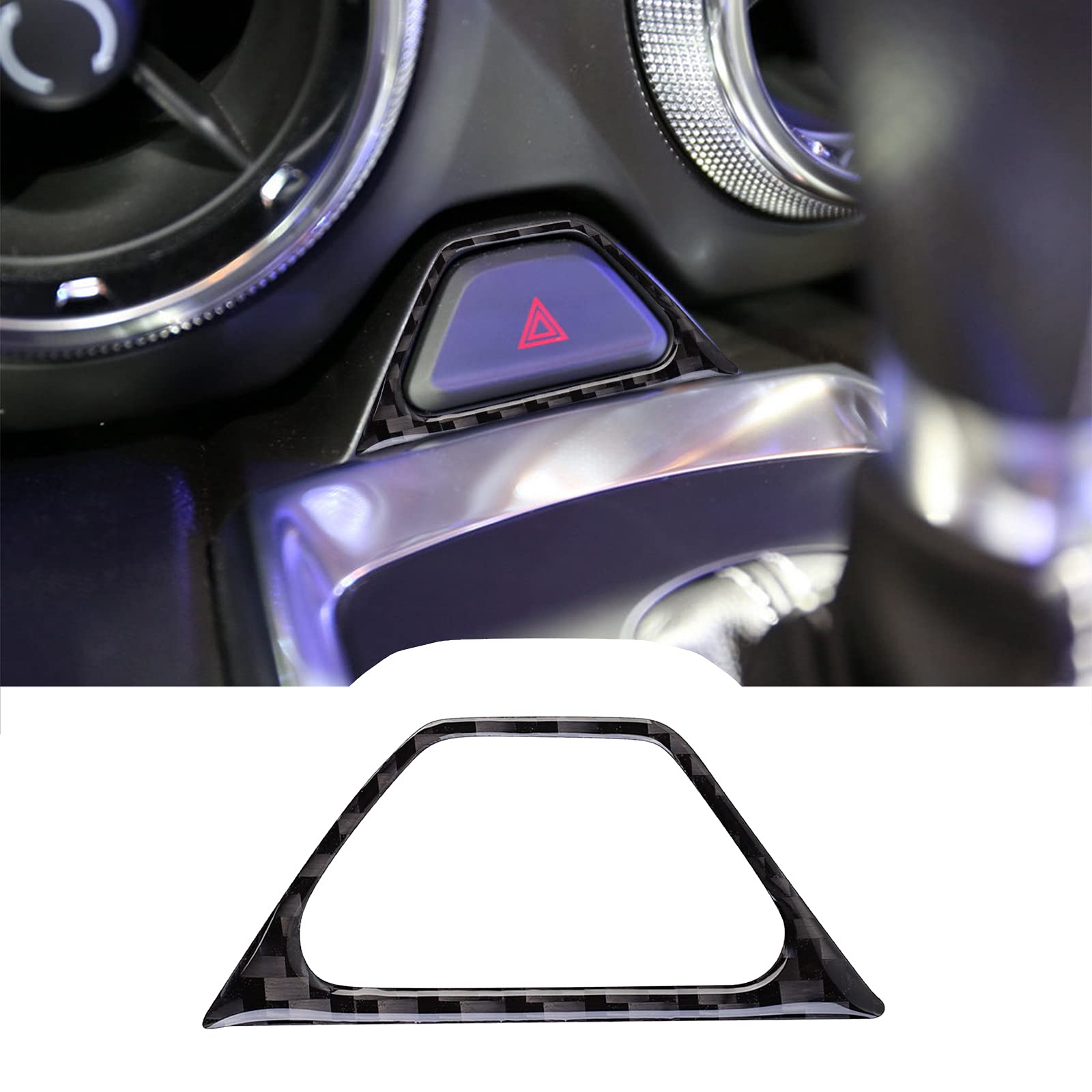 RUIANTE Compatible with Real Carbon Warning Key Box for Chevrolet Camaro 2015 2016 2017 2018 2019 2020 2021 (1 pcs Black)