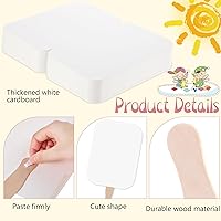 Vista 3 de TaoBary DIY - Juego de abanicos de papel para iglesia de mano, mango de madera, palos de manualidades ondulados con cinta de cartulina blanca