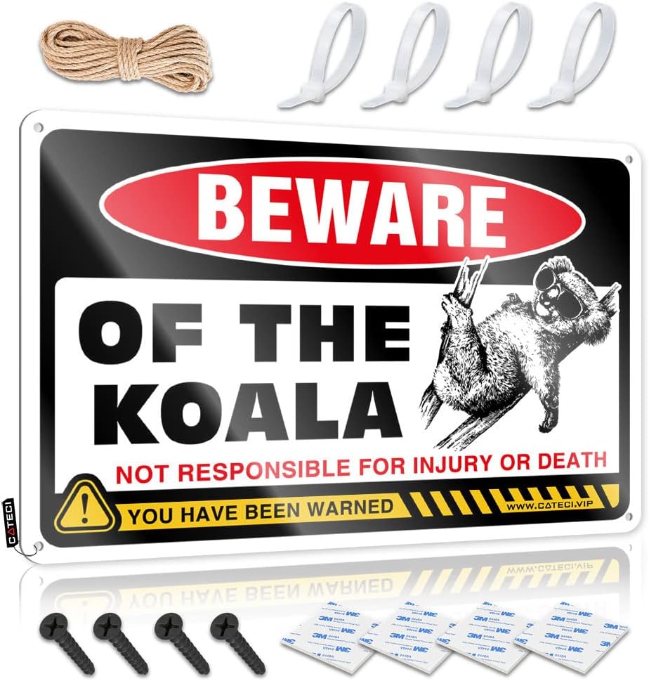 Bigfoot Wall Decor Metal Tin Sign Caution Party Decor Flat Print Tin Art : Windmill Decor & Metal Sign Decor Tin Aluminum Sign - Beware Of Koala