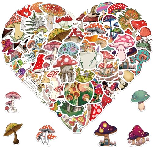 image for Meet Holiday Colorful Ins Style Mushroom Stickers 50 Pack Waterproof D