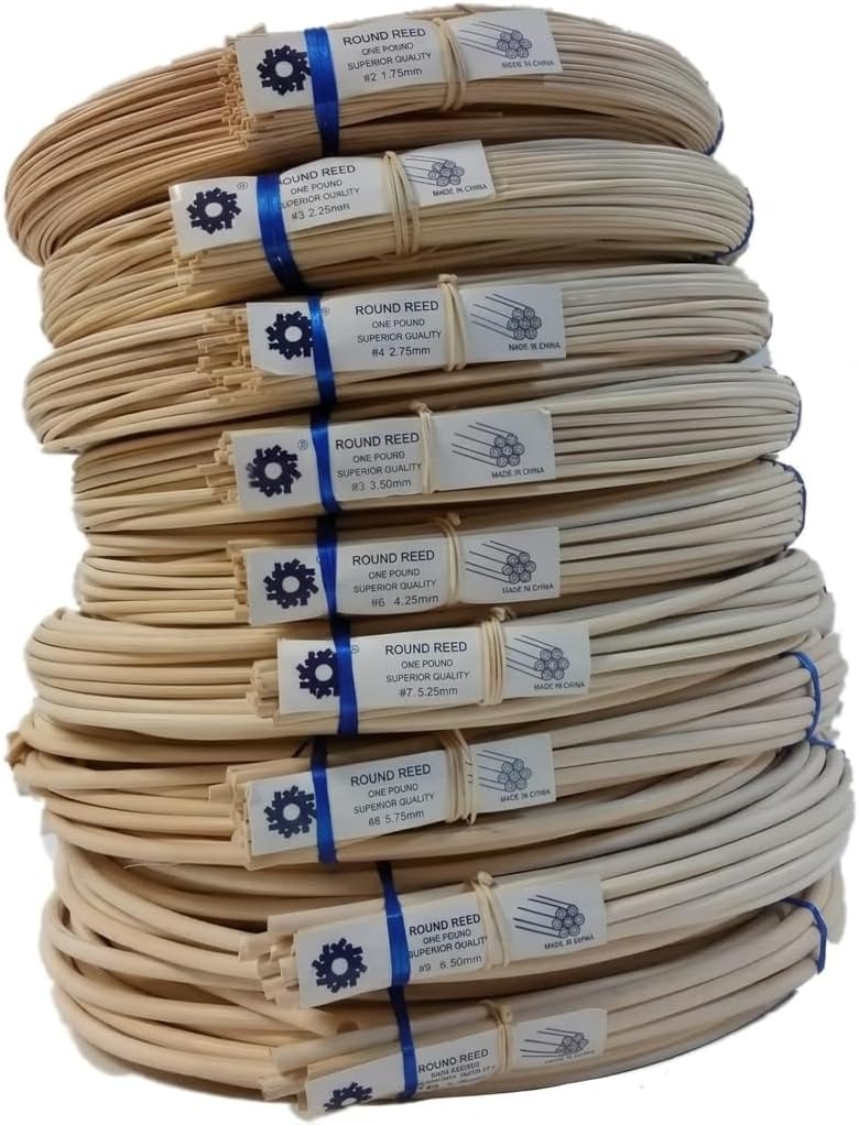 LIFKOME Round Reed Coil 1 Pound Natural Color #4 2.75 mm for Basketry