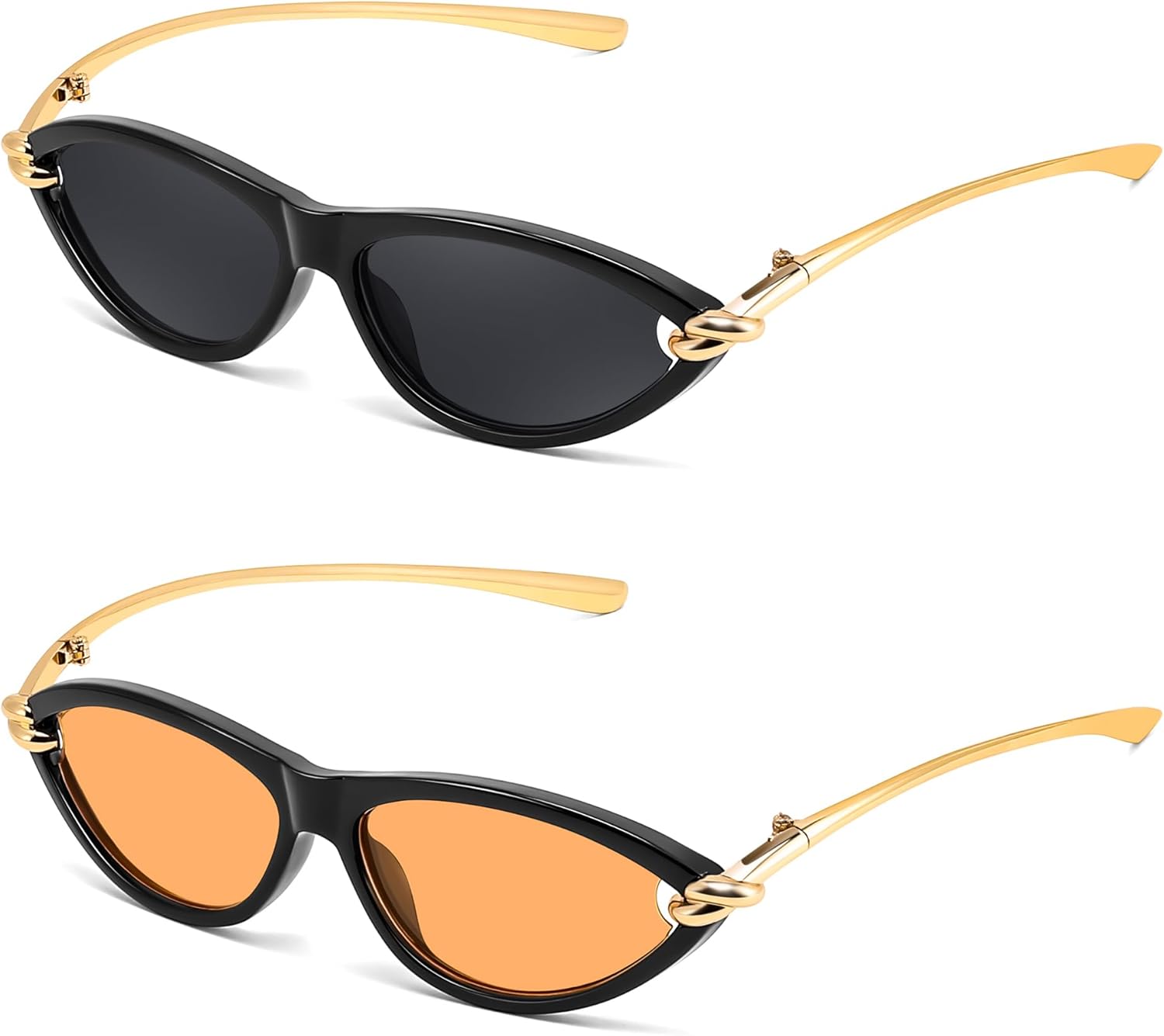 FEISEDY Retro Oval Cat Eye Sunglasses for Women Y2k Small Cateye Sun Glasses Womens Mens Trendy 90s Shades B4186