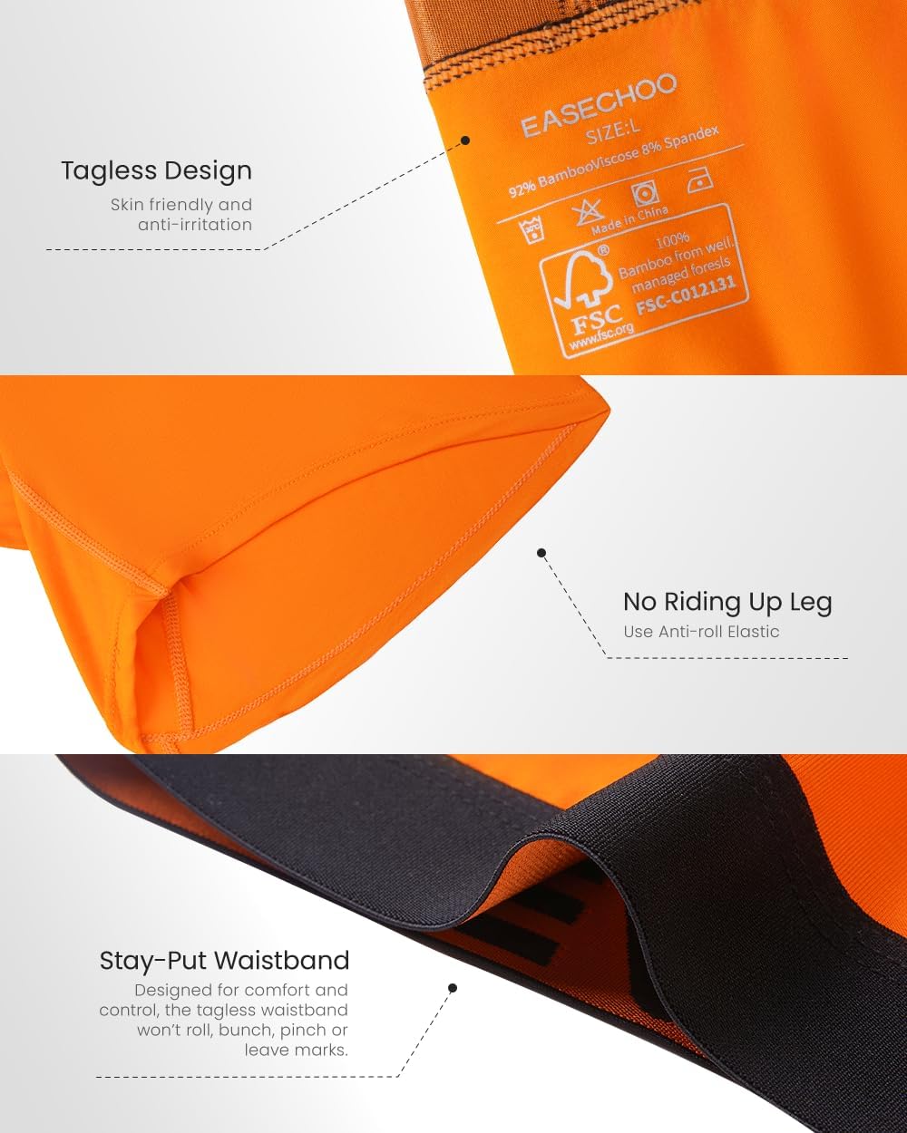 Men's Underwear,Rayon Made from Bamboo Men Boxer Briefs,Ultra Soft,Breathable,No Riding Up Leg,7 Pack - Image 6