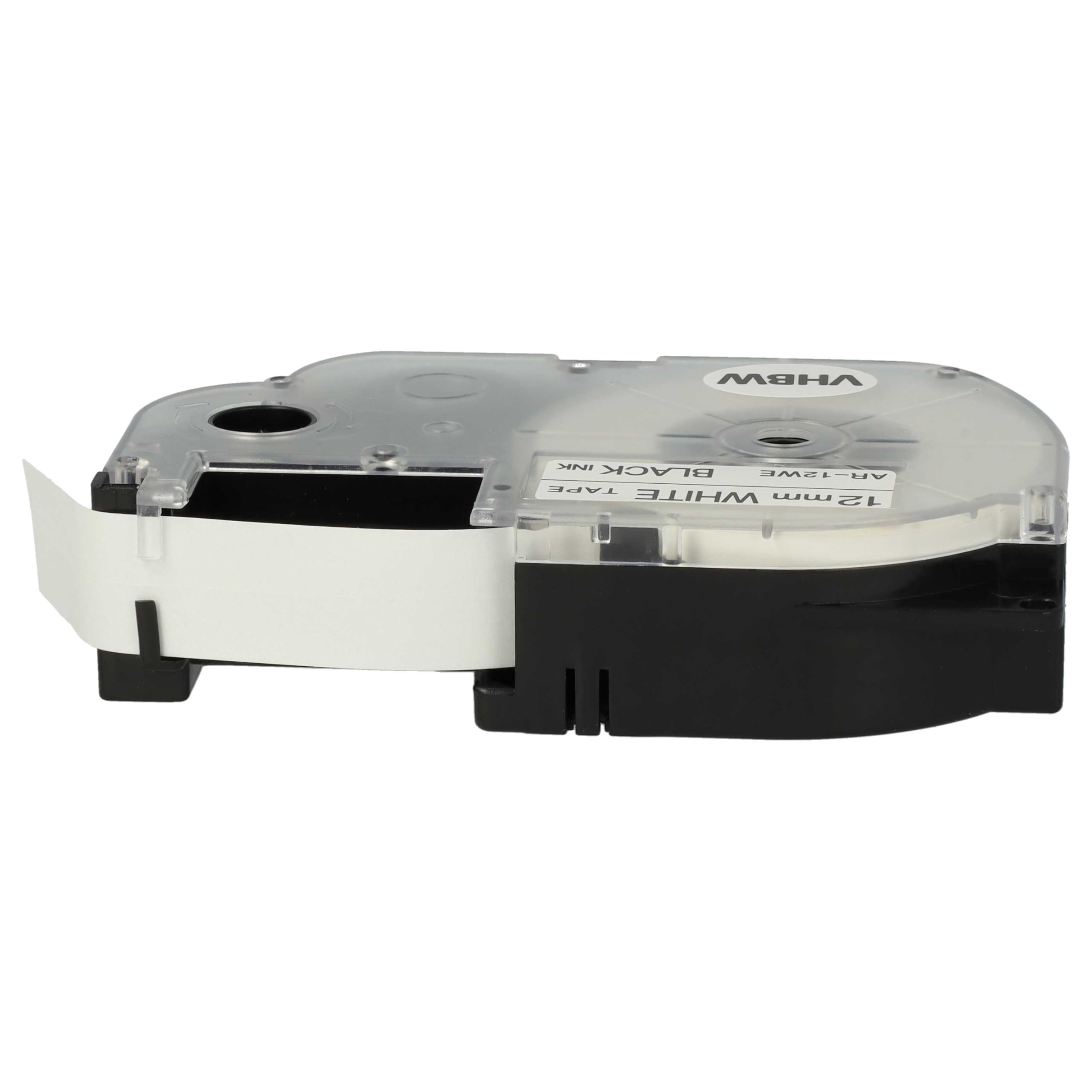 vhbw 100x Cassetta nastro sostituisce Casio XR-12WE, XR-12WE1 per etichettatrice 8m x 12 mm nero su bianco